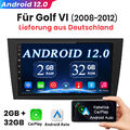 2+32GB Android 12.0 Carplay Autoradio GPS Navi WiFi BT Für VW Golf VI 2008-2012