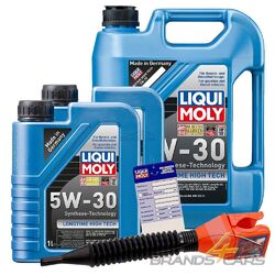 2x 1 L + 5 L = 7 LITER LIQUI MOLY LONGTIME HIGH TECH 5W-30 MOTOR-ÖL  32078111### INKL. ÖLWECHSEL-ANHÄNGER + EINFÜLLTRICHTER ###