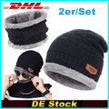 Wintermütze Strickmütze Warme Beanie Winter Mütze Schal Set Für Damen und Herren