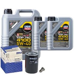 Motoröl 5W40 LIQUI MOLY Top Tec 4100 7L+MAHLE Ölfilter+Ölablassschraube