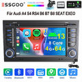 4+64G Apple Carplay Autoradio Android 13 GPS Navi KAM Für Audi A4 S4 RS4 B6 SEAT