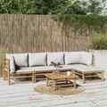 Garten Lounge Set Taupe-Kissen Gartenmöbel Sitzgruppe Sofa 7-tlg. Bambus vidaXL