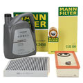 MANN Filterset 3-tlg + 5L ORIGINAL 0W30 Motoröl für AUDI A4 B8 A5 Q5 8RB 2.0 TDI