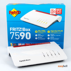 AVM FRITZ!Box 7590 Dual-Band WLAN Router, MU-MIMO, Supervectoring VDSL, wie neuKein Branding, 2 Jahre Gewährleistung