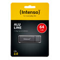 USB 2.0 Stick INTENSO, 64GB, Alu Line, anthrazit, Speicherstick, 64 GB