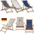 Liegestuhl Relaxliege Garten Sonnenliege Strandliege Holz Stoff Deck Chair Liege