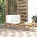 vidaXL 2-tlg. Garten-Lounge-Set mit Cremeweißen Kissen Bambus FAT