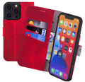 Hülle für iPhone 16 Pro 6.3" Tasche Book Case Leder Schutz Cover in Antik Rot