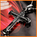 ⭐️ Kreuz Anhänger Halskette Edelstahl Kette Schwarz Gothic Religion Jesus B209