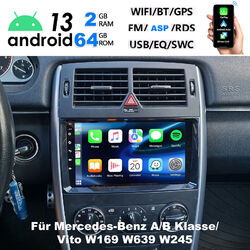 64G Autoradio Für Mercedes-Benz A/B Klasse/Vito W169 W639 W245 GPS Nav Android13