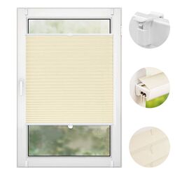 Plissee ohne Bohren Easy Fix Klemm Faltrollo blickdicht verspannt Fenster Rollo⭐⭐⭐⭐⭐ Alu Schiene ✅ Alle Größen ✅  Top Preis 👍