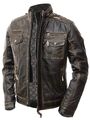 Herren Motorrad Biker Vintage Distressed Brown Cafe Racer Echtlederjacke