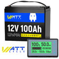 LiFePO4 100Ah 12V Lithium Batterie Akku Solar Wohnmobil Boot +Batterie Voltmeter