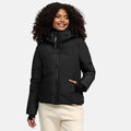 Marikoo kurze Damen Winter Steppjacke Winterjacke Kunstfell Kapuze leicht N007