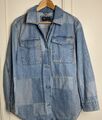 M&S Jeansjacke Damen Größe UK 12 Blau Patchwork Jacke Utility Taschen