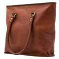 Damen Vintage Braunes Leder Tragetasche Handtasche Schulter Einkaufstasche