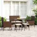 vidaXL 6-tlg. Garten-Lounge-Set mit Kissen Braun Poly Rattan ASS