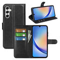 Klapphülle für Samsung Galaxy A35 5G (Schwarz) - Handyhülle PU Leder Hülle Case