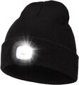 Mütze mit LED Licht Beanie Herren Damen Unisex Wintermütze Strickmütze Warm USB