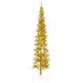 Künstlicher Halb-Weihnachtsbaum mit Ständer Schlank Gold 180 cm