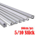 5/10Stück 1M LED Aluprofil Aluminium Profile Alu Schiene Leiste für LED-Streifen