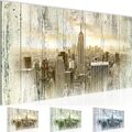 Wandbild New York City Bild XXL Wohnzimmer Bilder 100x40 cm blau beige grün