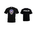 Polis Logo T-Shirt Druck Baumwolle Tisört Tshirt Türkiye Istanbul Schwarz Özel