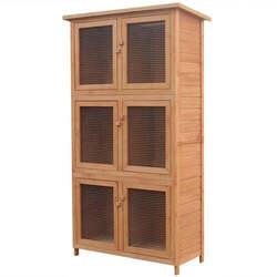 Kaninchenstall 6 Boxen 102 x 48 x 180 cm Holz Kiefer Hasenstall Kleintierstall