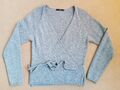 Feine kuschelige Strickjacke Wickeljacke grau Wolle/Angora Gr. S-M neuwertig 