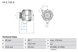 Lichtmaschine Generator Lima BOSCH 0 986 041 320 +171.36€ Pfand für SL MERCEDES