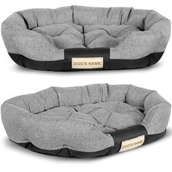 Hundebett, Hundesofa, Hundekissen, Personalisierte, 100x75 cm, Grau, Oval