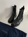 Prada Stiefeletten / Boots aus gebürstetem Leder schwarz Gr. 39