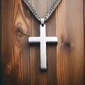 Edelstahl Halskette mit Kreuz Anhänger Jesus Kette Silber Religiös Schmuck