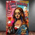 LEINWAND BILD ER XXL ABSTRAKT POP ART GESICHT GRAFFITI BUNT  WAND POSTER P350