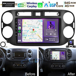 8-Kern 4+64GB Android 13 Autoradio GPS Carplay DAB+ KAM Für VW Golf Plus Tiguan