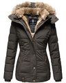 Marikoo warme Damen Winter Jacke Winterjacke Steppjacke gefüttert Kunstfell B658