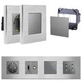 Touch Lichtschalter Steckdose Wechselschalter Taster Alu Glas Grau Luxus-Time