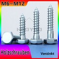 Holzschrauben Verzinkt M6 M8 M10 M12 Sechskant Schlüsselschrauben Lange 20~150mm