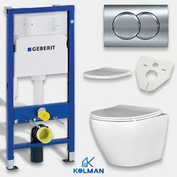 GEBERIT Duofix Vorwandelement Wand WC Set mit Delta01 + Softclose + Schallschutz