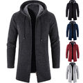 Herren Kapuze Fleecefutter Sweatjacke Winter Warmer Pullover Strickjacke Mantel