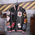 College Jacke - Baseball Jacke mit vielen Patches  --  Gr. XL --  Schwarz  --