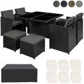 Polyrattan Sitzgarnitur Gartenmöbel Alu Sitzgruppe Cube Lounge Set 4Stühle Tisch