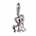 Charm Anhänger Hund mit 6 Zirkonia Steinen  -925er Sterling Silber- neu