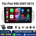 2+64G DAB+ Android 14 Für Fiat 500 2007-2015 Carplay Autoradio GPS NAVI KAM+ RDS