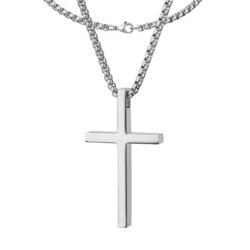 Herren Kreuz Anhänger Kette Edelstahl 18K Weißgold vergoldet silber K5614DL