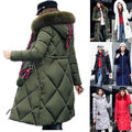 Damen Winterjacke Outdoor Steppmantel Warm Parka Winter Stepp Lang Jacke Kapuze~