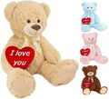 BRUBAKER XXL Teddybär 100 cm + I love you Plüsch Herz Rot Kuscheltier Plüschtier