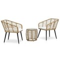 vidaXL 3-tlg. Bistro-Set Poly Rattan Eiche