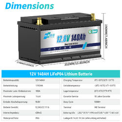 Lithium Batterie 12V 24V 50Ah 140Ah 100Ah 200Ah 300Ah 150Ah LiFePO4 Akku BMS