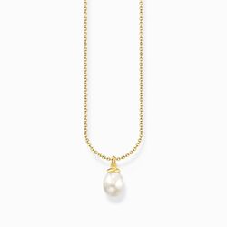 THOMAS SABO Kette Anhänger Perle Sterlingsilber vergoldet KE2238-430 Länge 45 cm